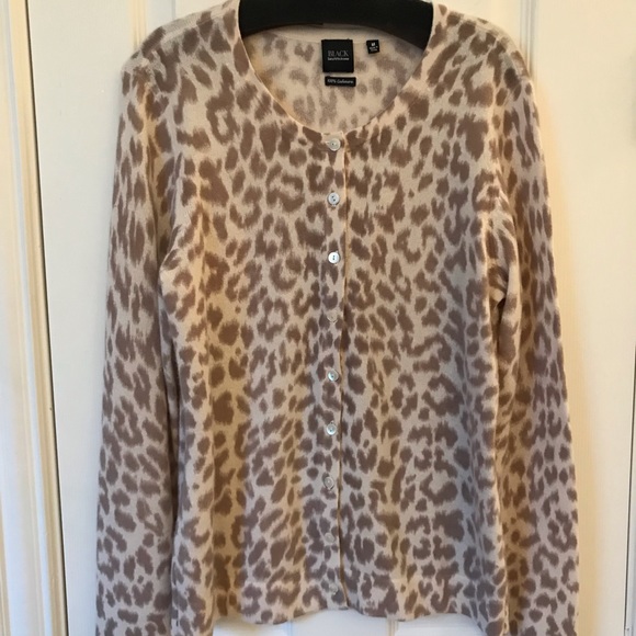 Saks 5th Avenue cashmere cream and tan cardigan; M